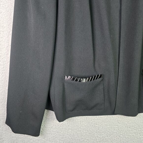 Harvé Benard Black 20W Evening Jacket Pleated Pocket Trim Structured Elegant VTG - Picture 4 of 12